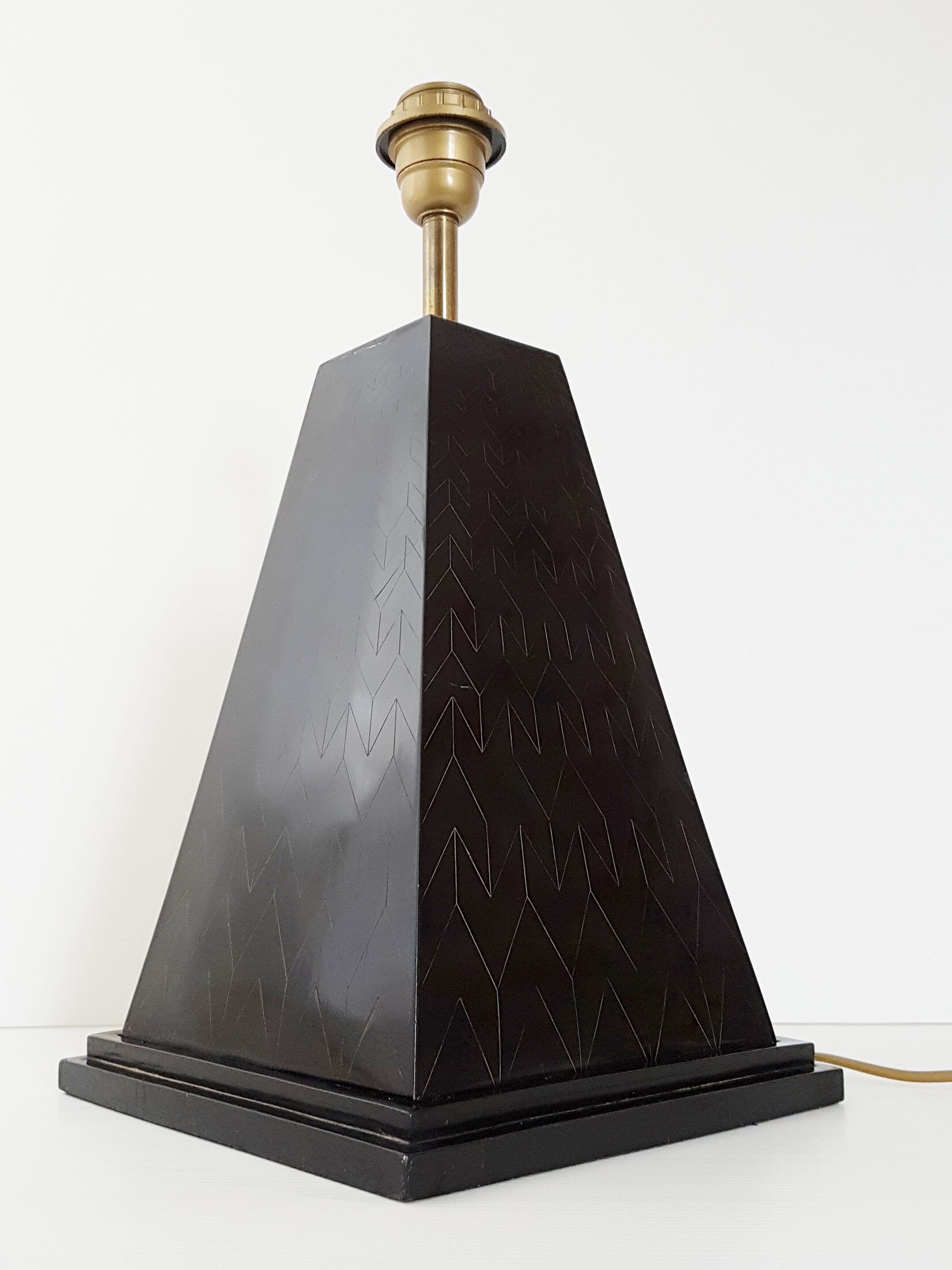 Black pyramid table lamp from the 70s