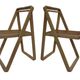 Ensemble vintage de 4 chaises pliantes, design en sangle et bois, années 1970