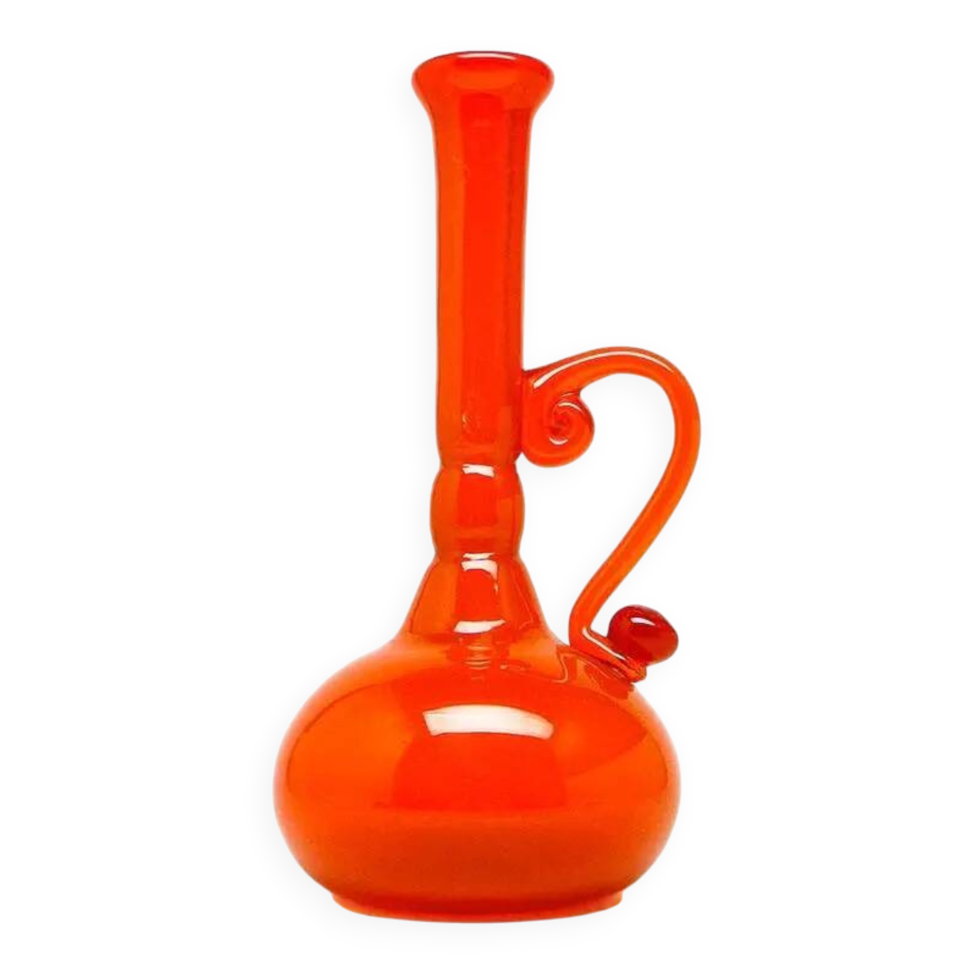 Vase, modernist, orange glass, designed by B. Świstacka, Poland, 1970s