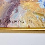 Large Swedish Mid-Century Oil on Panel" Beach" by Stig Thiderman (1920-1973) - Vintage and Framed