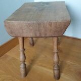 Stool, brutalist side table in solid oak.
