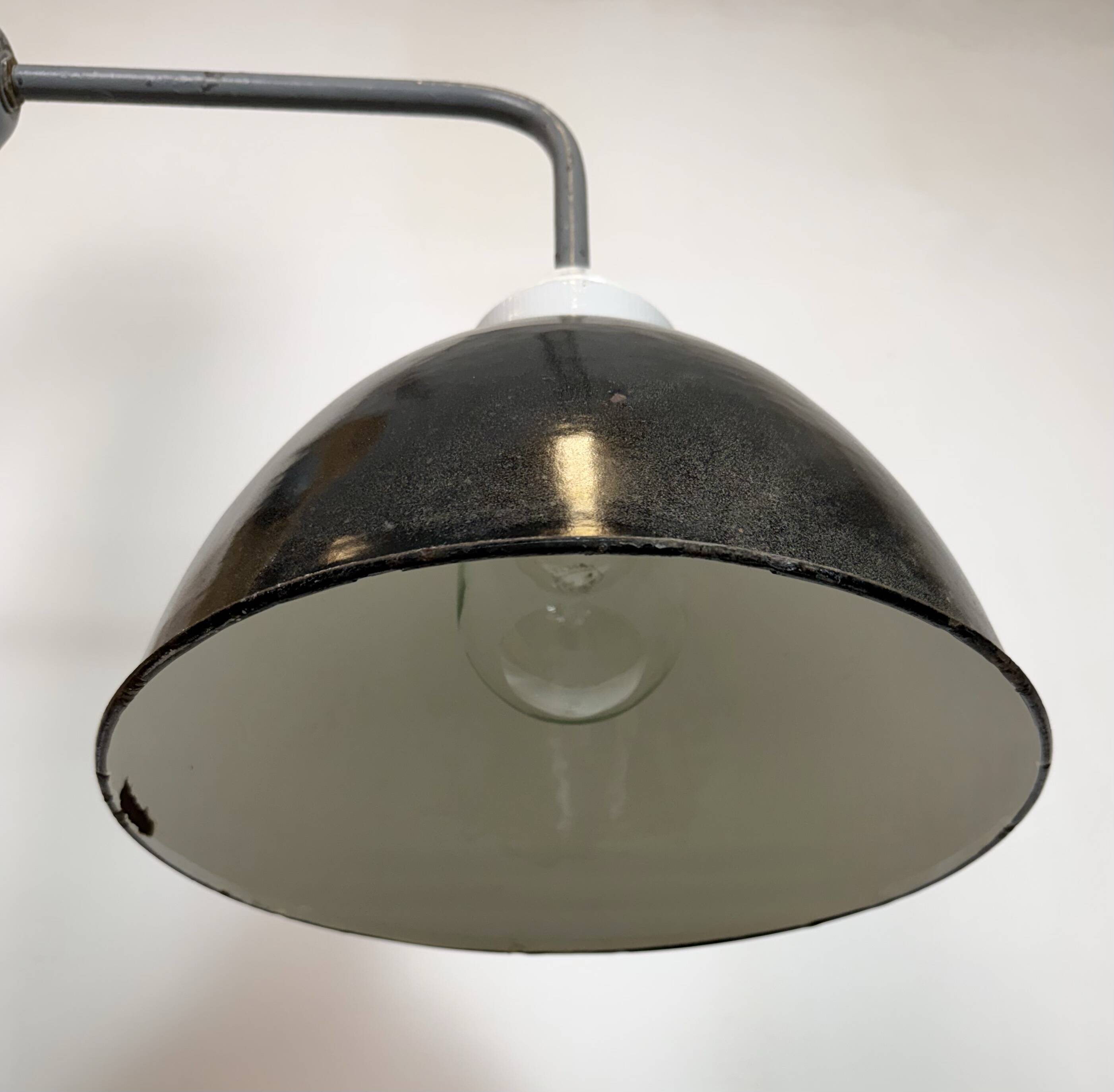 Industrial Factory Wall Lamp with Black Enamel Shade, 1960s