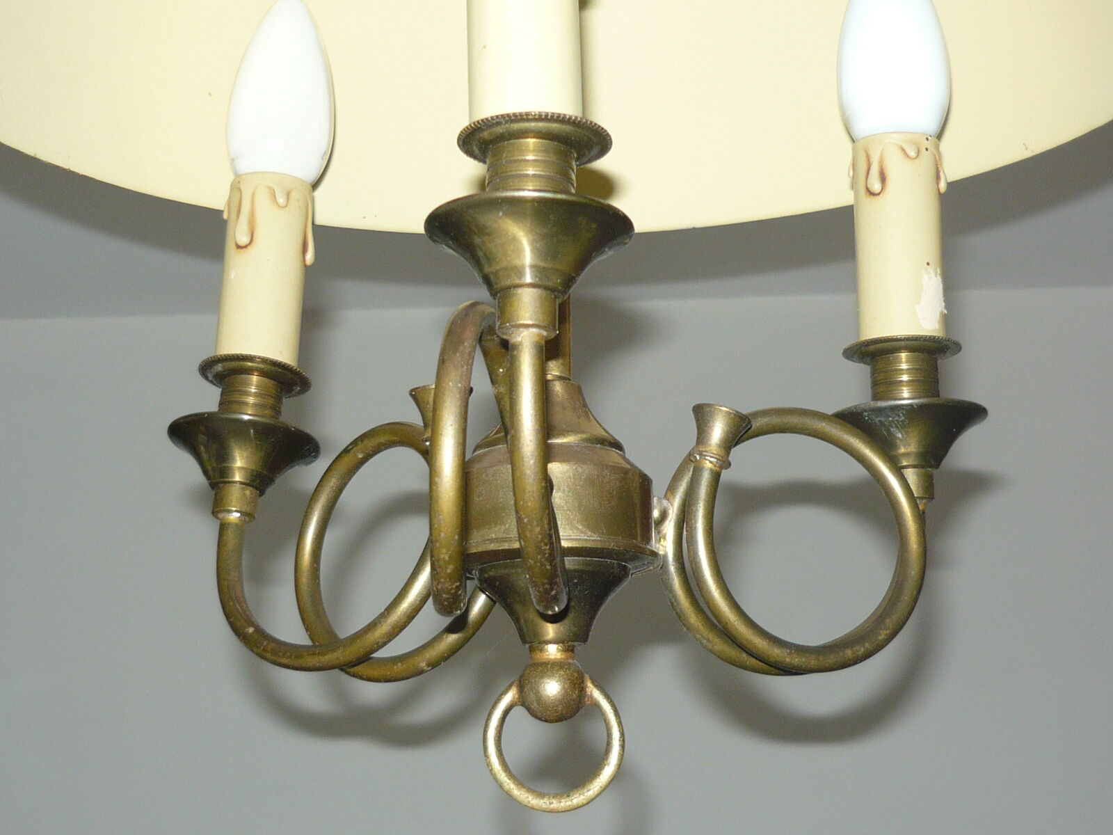 Lustre bouillotte style empire cor de chasse 3feux