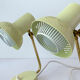 Pair of vintage 50s bedside table lamps, white yellow, laitonon, opaline