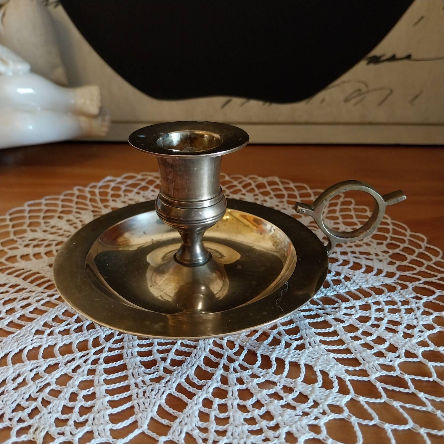 Antique brass bedroom candlestick