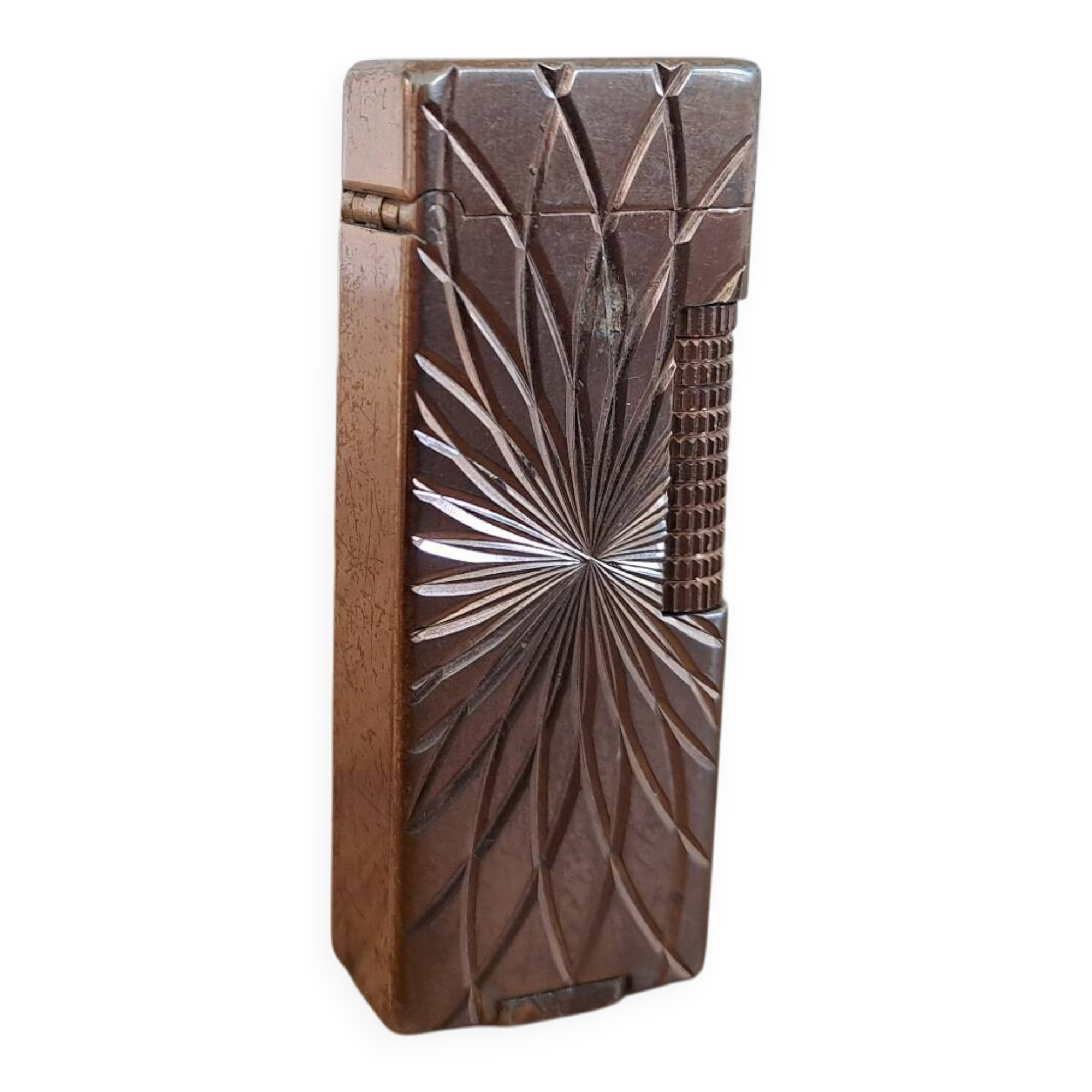 Vintage gas lighter Zaima Castaly – Guilloché gold metal (with box)