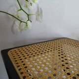 Pair of folding stools wood and wicker