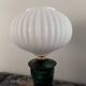 Geometric table lamp with pleated opaline shade