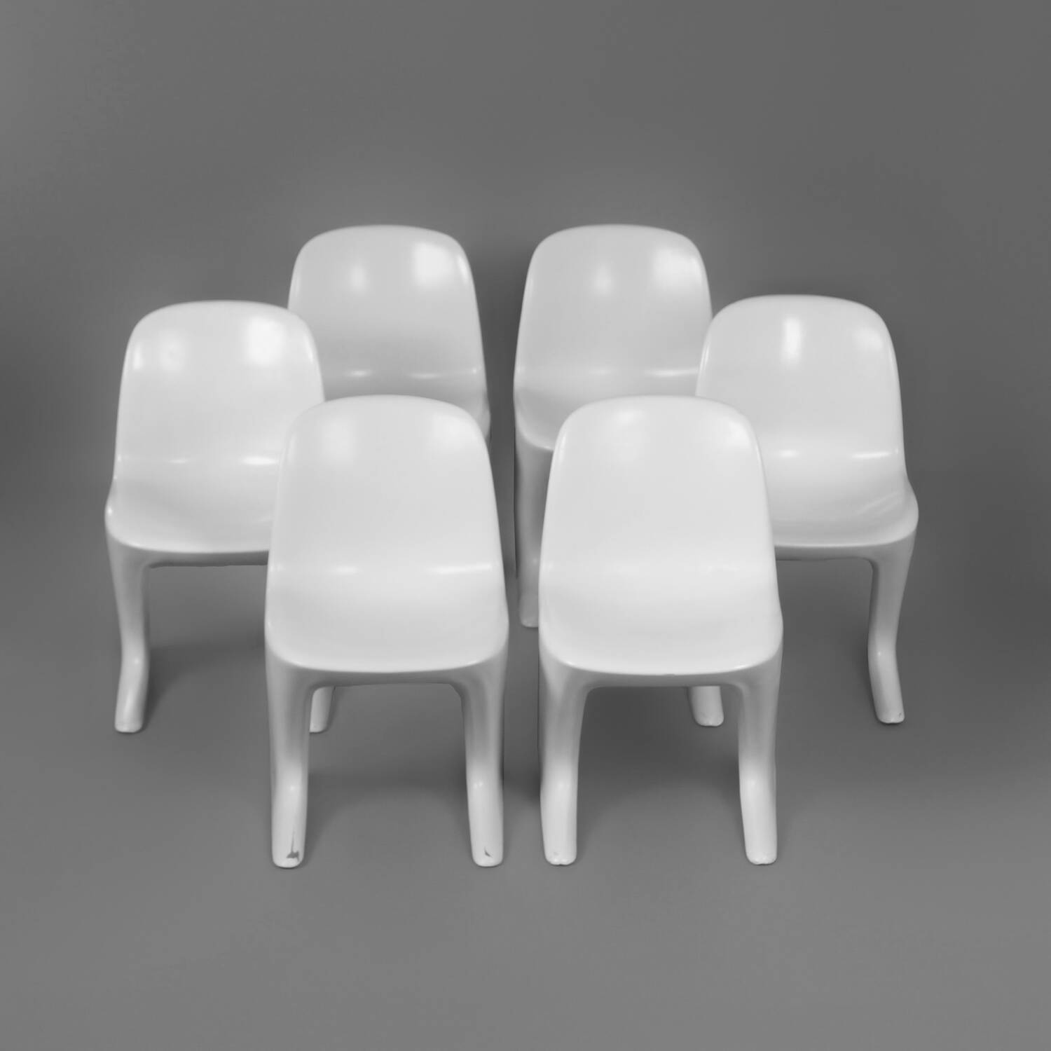 White Kangaroo Chairs by Ernst Moeckl for Horn, 1960s | Set of 6