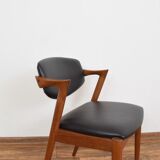 Mid-century danish teak and leather dining chair model 42 by Kai Kristiansen for Schou Andersen, 196