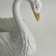 Vintage swan pot holder in white and gold ceramic