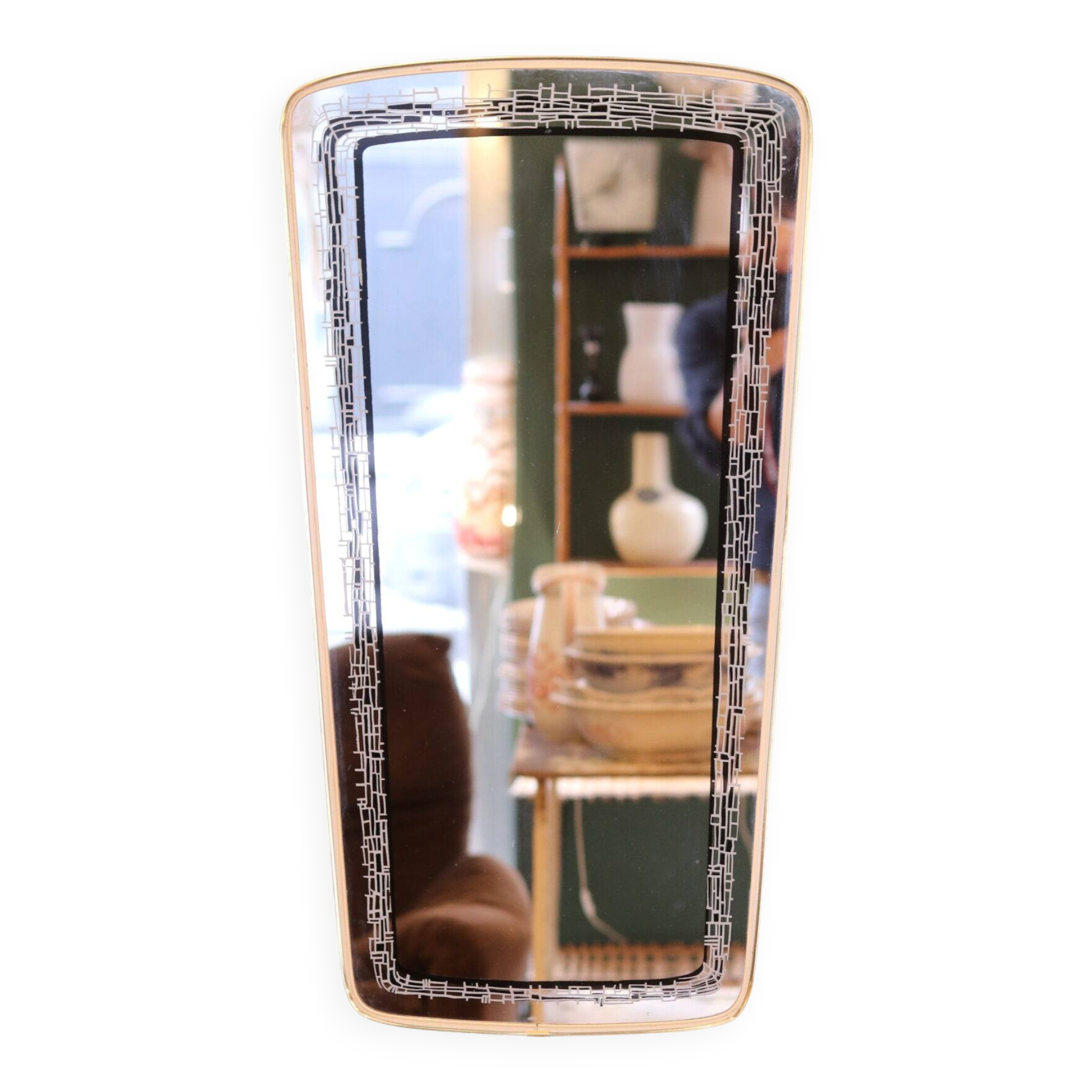 Large 1950s rear-view mirror