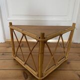 Rattan corner shelf, circa 1960