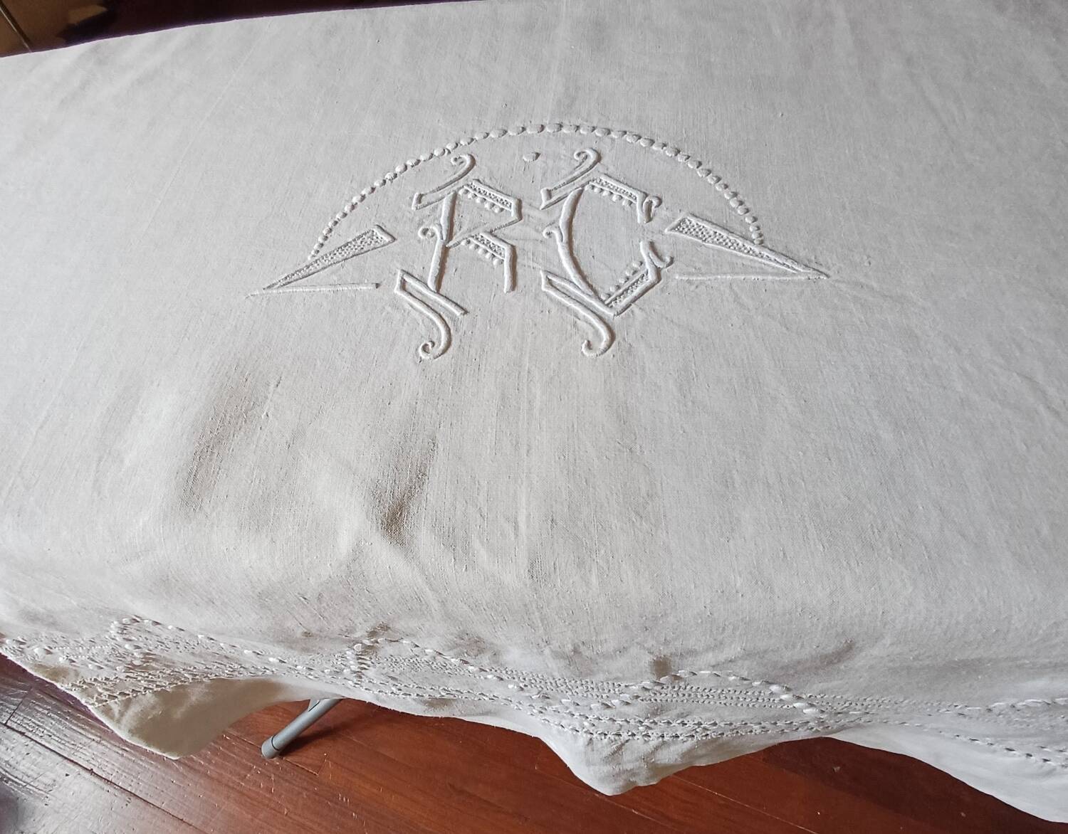 Old large linen and cotton sheet