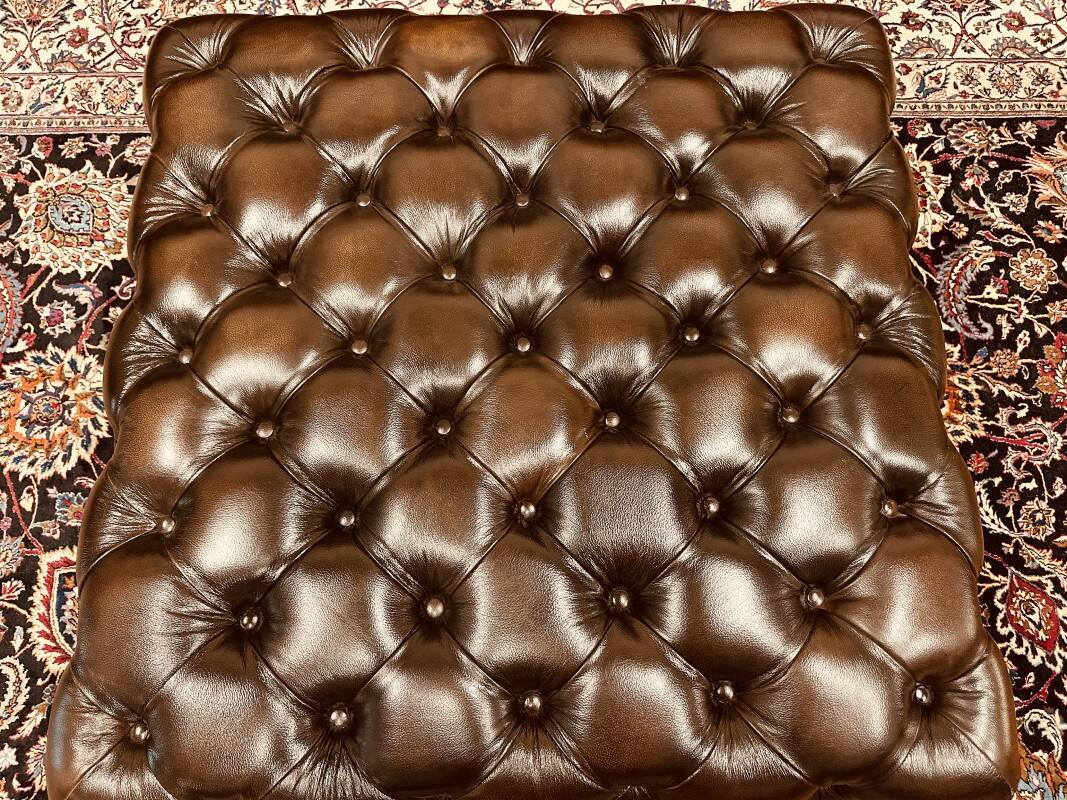 Large Brown Chesterfield Hocker