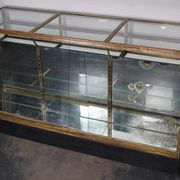 Counter or shop window in oak glass and brass France around 1920