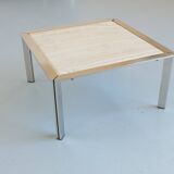 Chrome and travertine coffee table, Artelano France, 1980s.