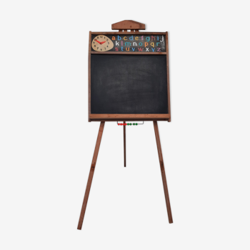 Vintage school blackboard with abacus on tripods 1960