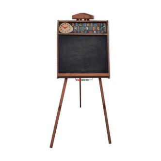 Vintage school blackboard with abacus on tripods 1960