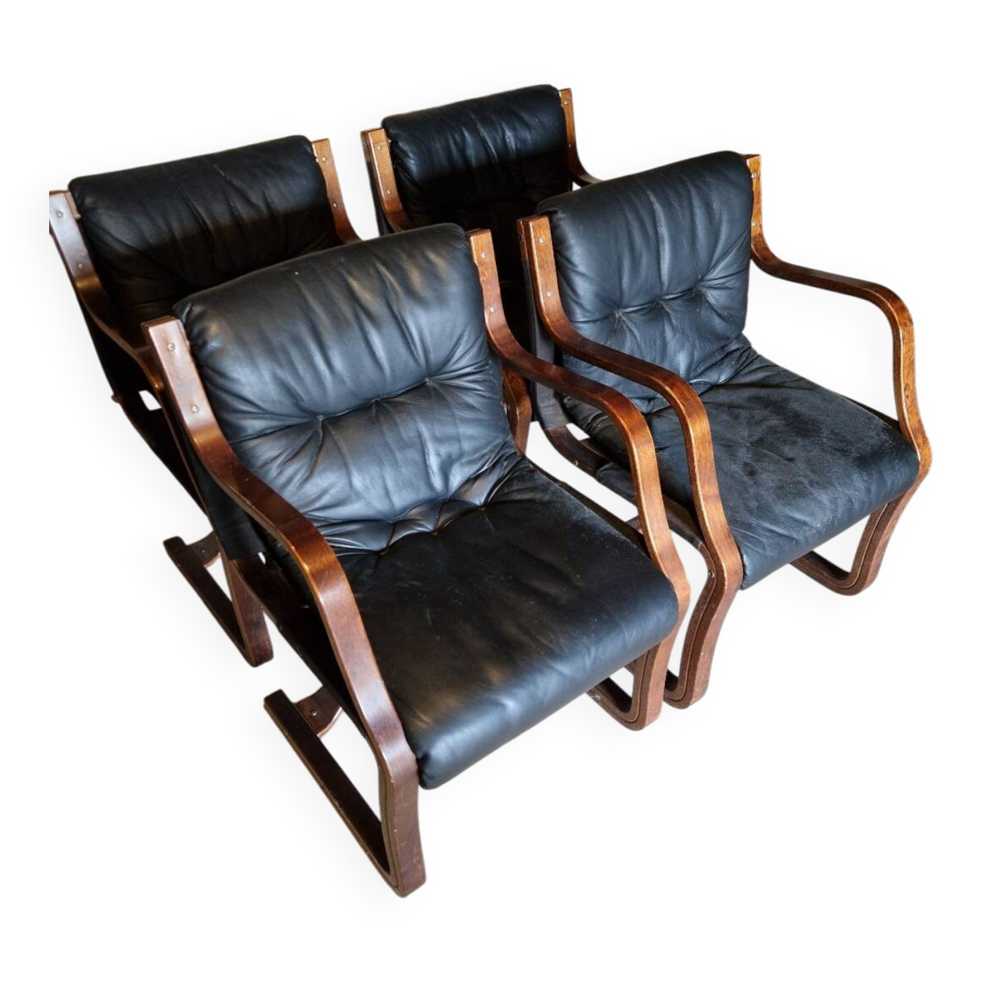 Rare set of 4 vintage design chairs from Finland by Asko.