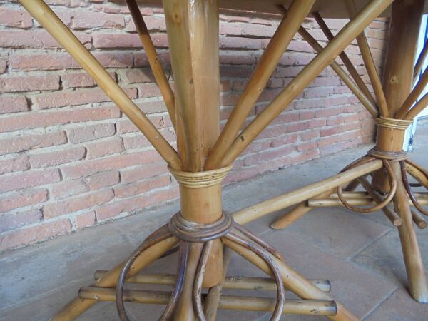 table rotin et chataignier tressé