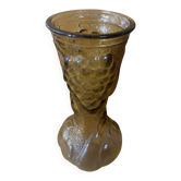 Ancient empoli vase moulded glass orange amber vine decor vintage #e558