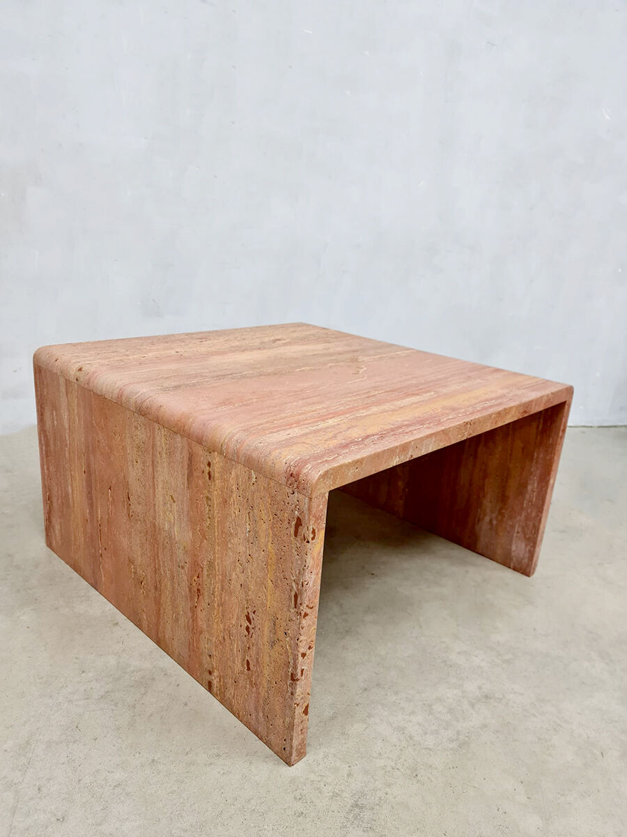 Vintage Italian travertine marble coffee table 'pink chique'