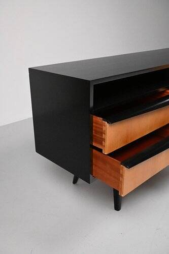 Buffet noir et marron des années 1950, style mid-century