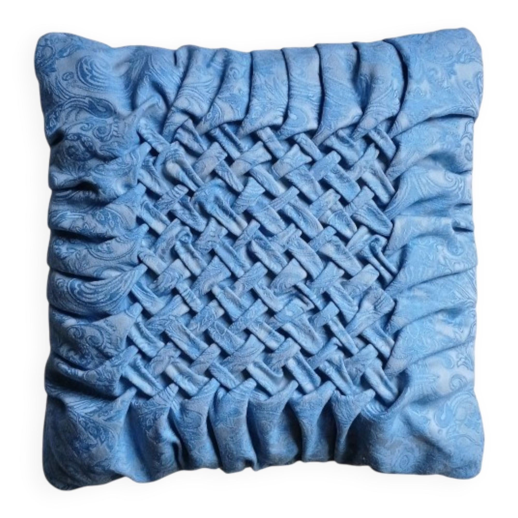 Coussin plissé drapé en tissu satiné, France vers 1970