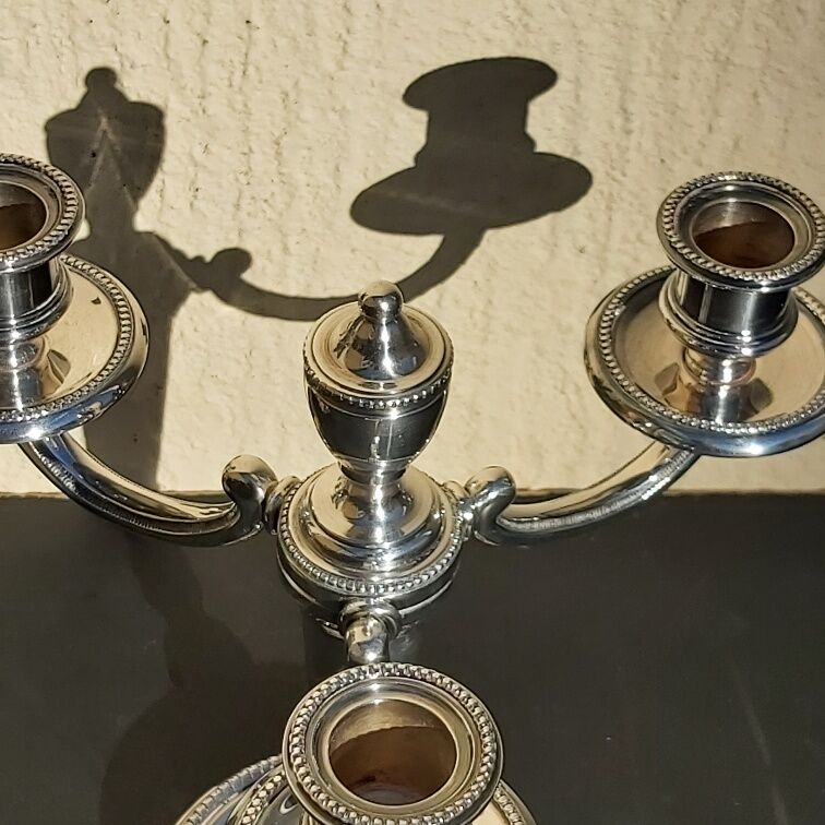 Pair of chandeliers model beads silver metal Christofle