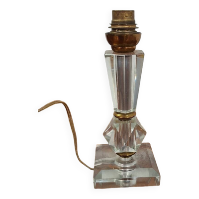 Pied de lampe en verre taillée années 40