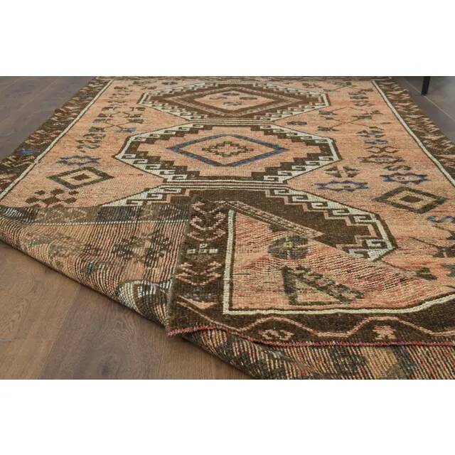 1970s Vintage Turkish Oushak Handmade Wool Cotton Orange Area Rug  149x316