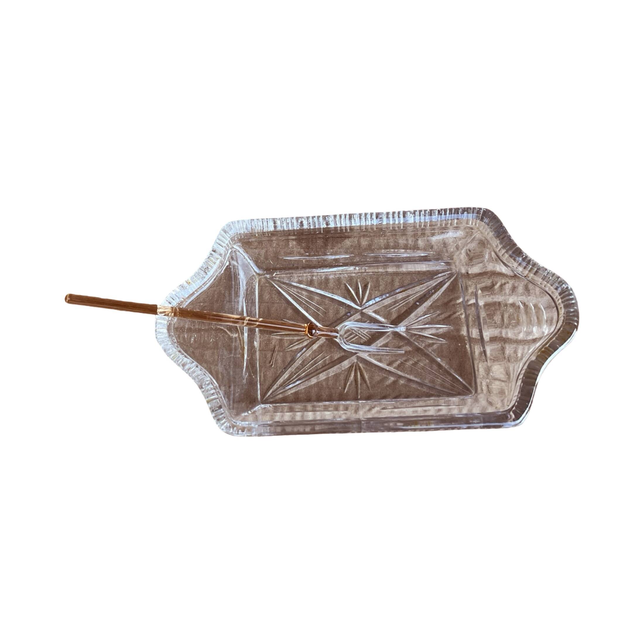 Crystal salad bowl for appetizers BOHEMIA, Czechoslovakia 1970s