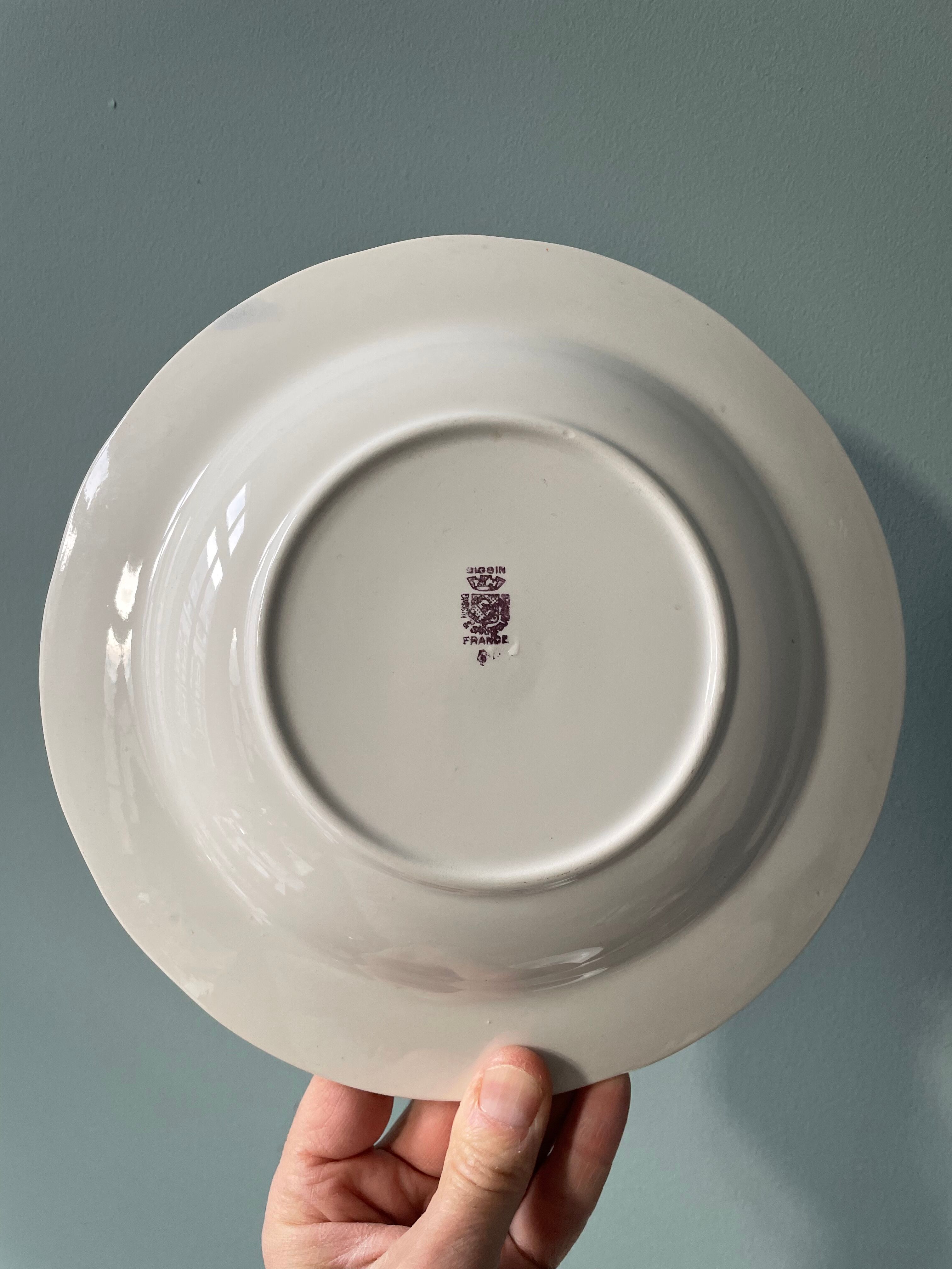 Set of 6 hollow plates Digoin Sarreguemines