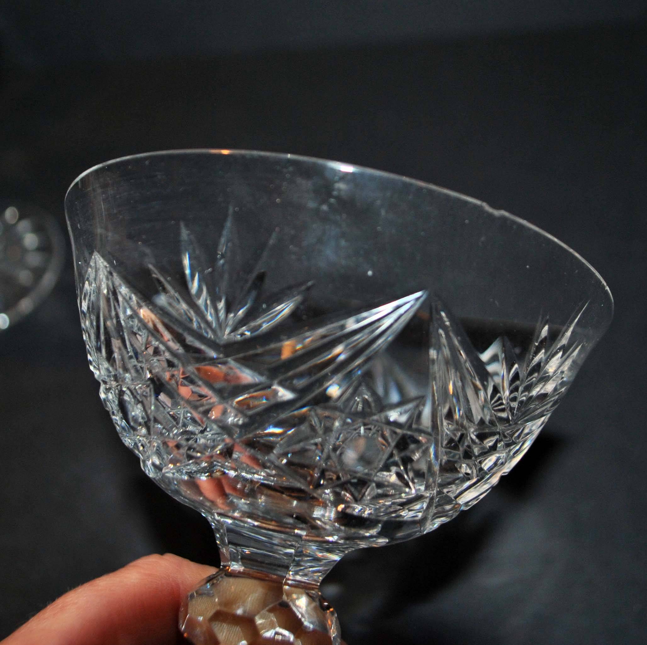 Set of 6 vintage champagne glasses in cut crystal SAINT-LOUIS? LEMBERG?