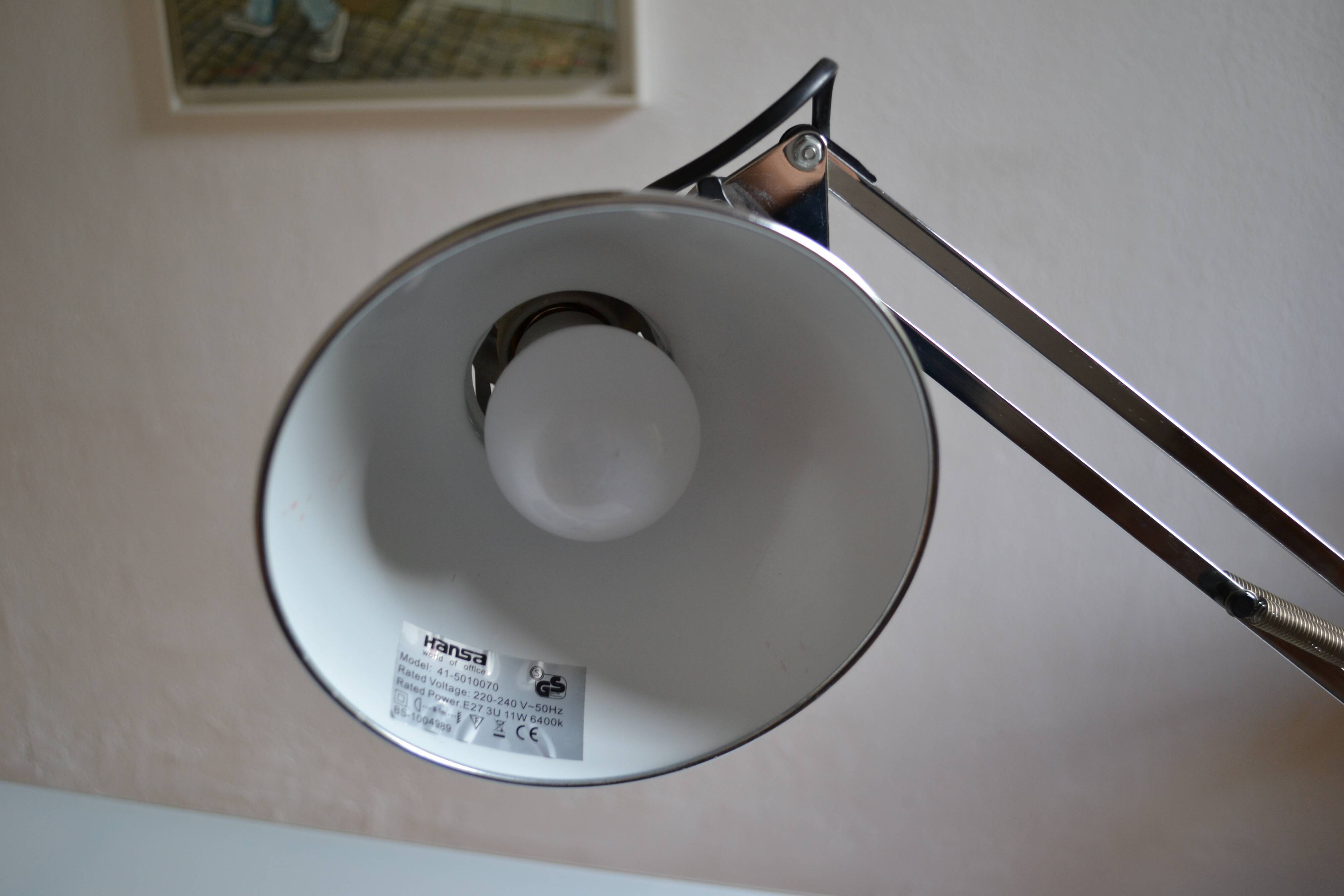 Articulated architect lamp with vintage clip, 90s, chrome metal