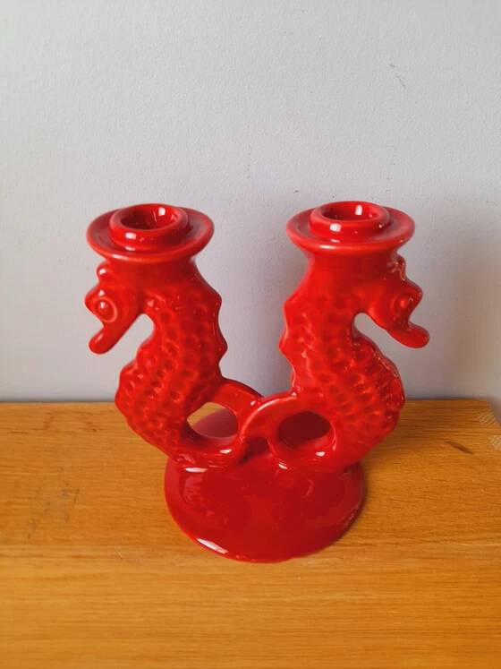 Ceramic seahorse candlestick by Bitossi.