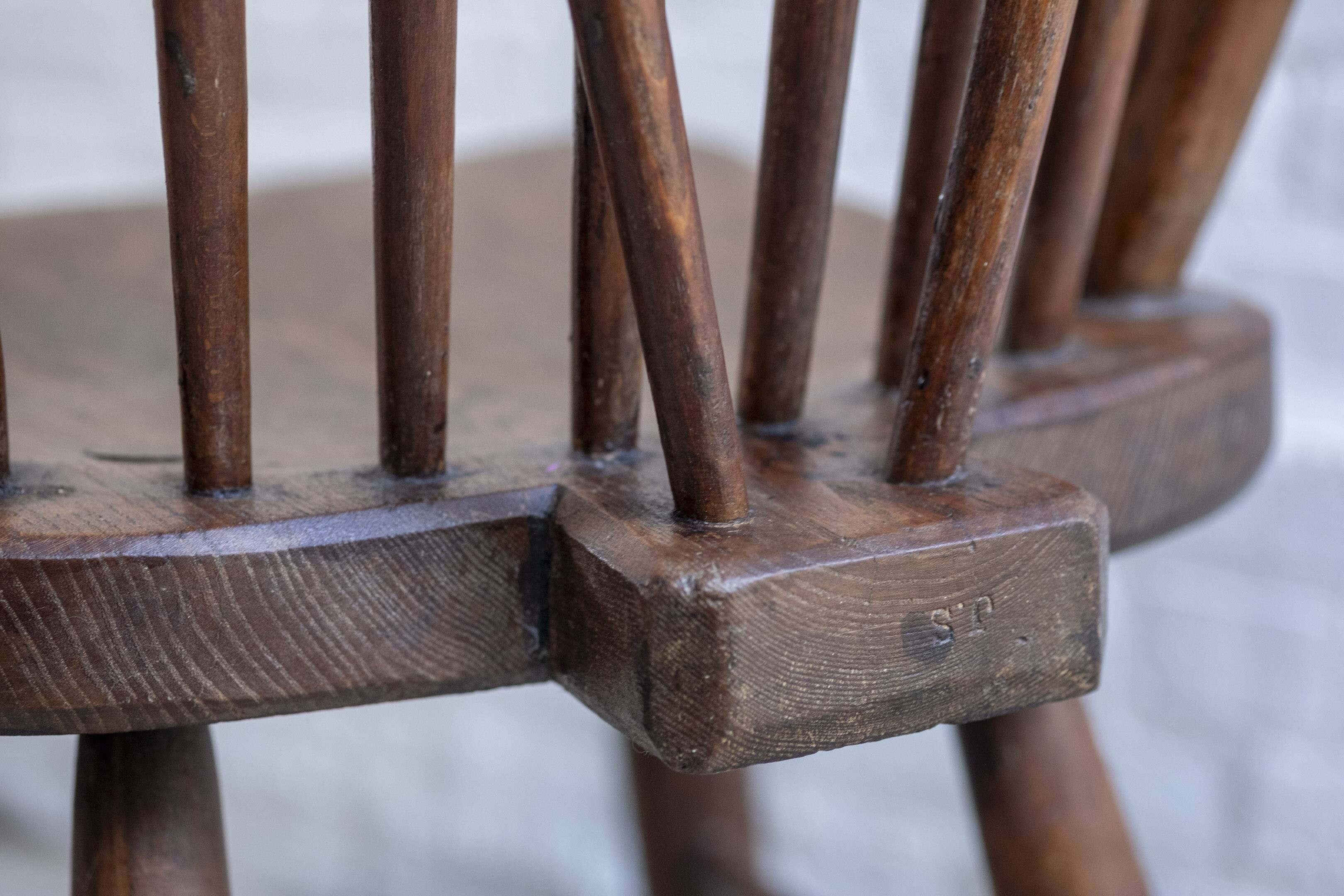 Early Charles Gibbons Windsor Chair in Elm, 1889 High Wycombe