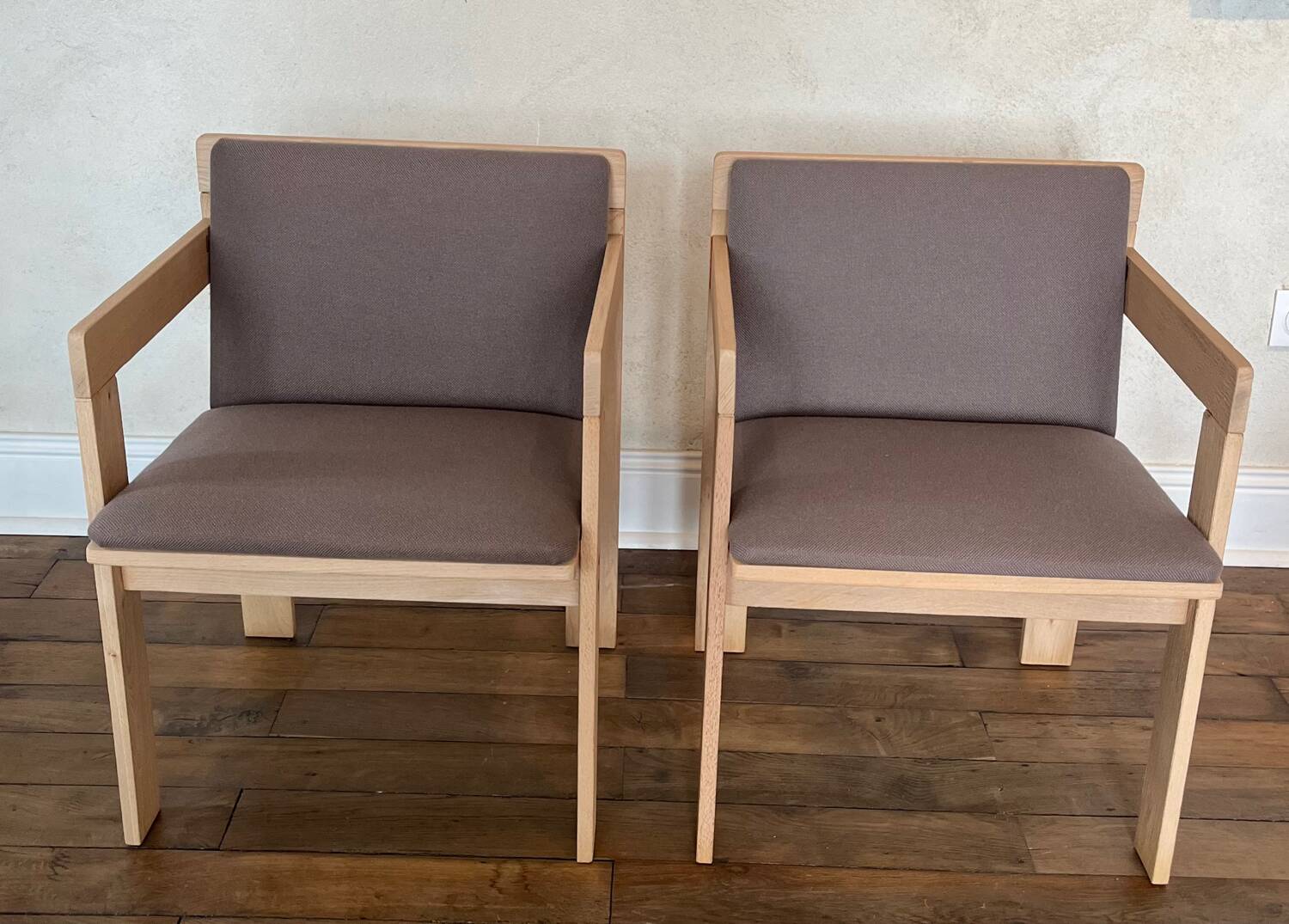 Set of 6 Fratelli Reguitti natural wood armchairs