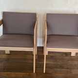 Set of 6 Fratelli Reguitti natural wood armchairs
