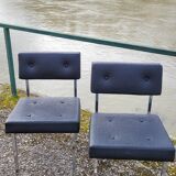 Paire de chaises en skaï design chromé - 1950s