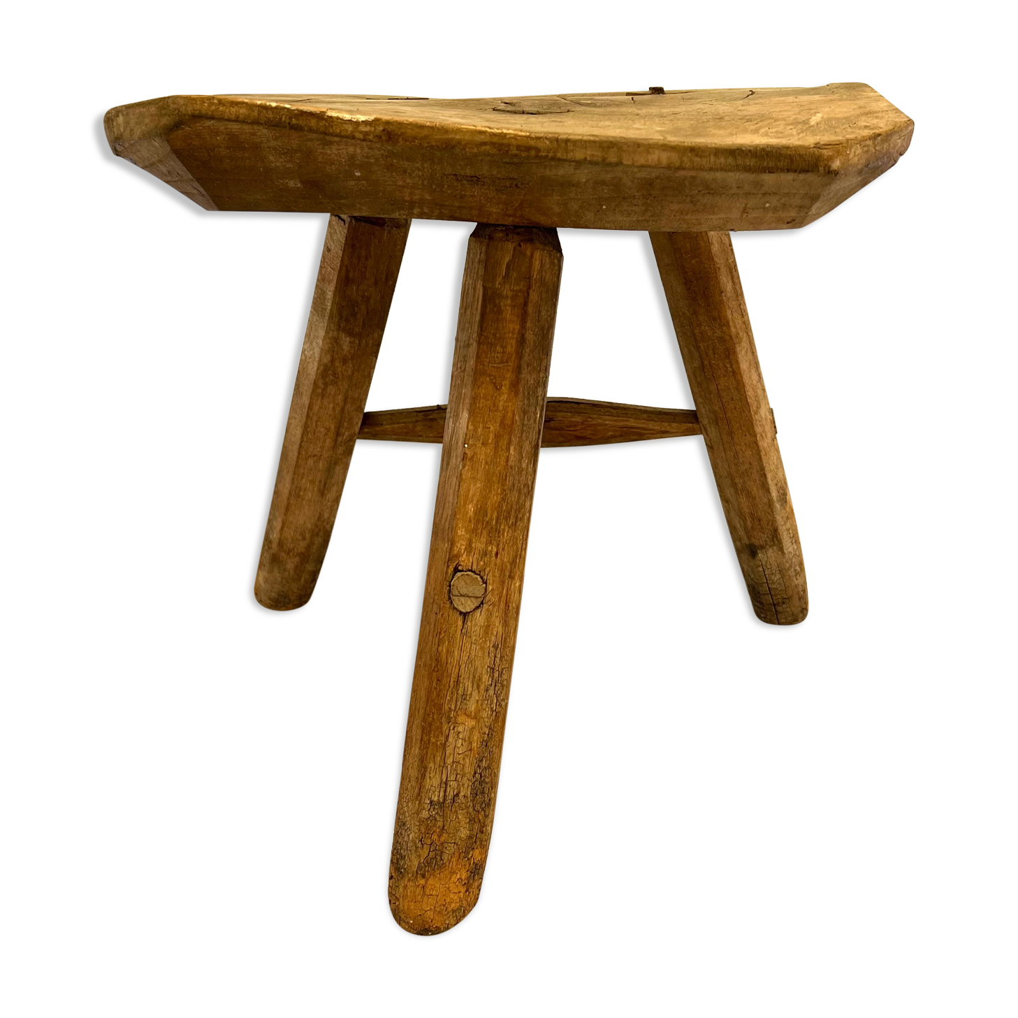 Rustic tripod wood stool