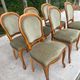 Set of 6 Louis Philippe Louis XV medallion chairs in solid wood with green velvet.