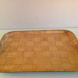 Plateau  imitation bois tressé vintage années 60-70