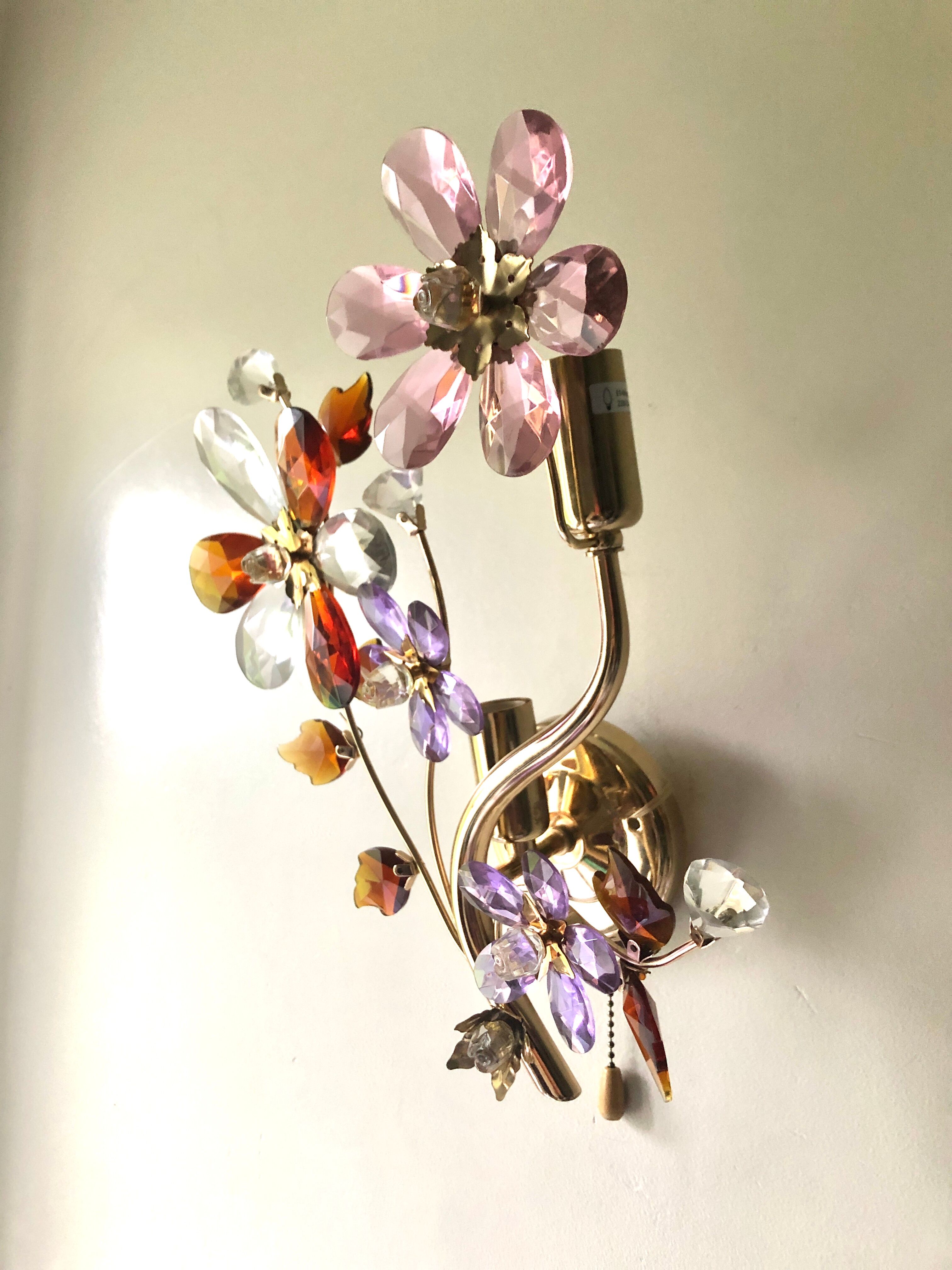 Large wall lamp flowers glass Murano 1970