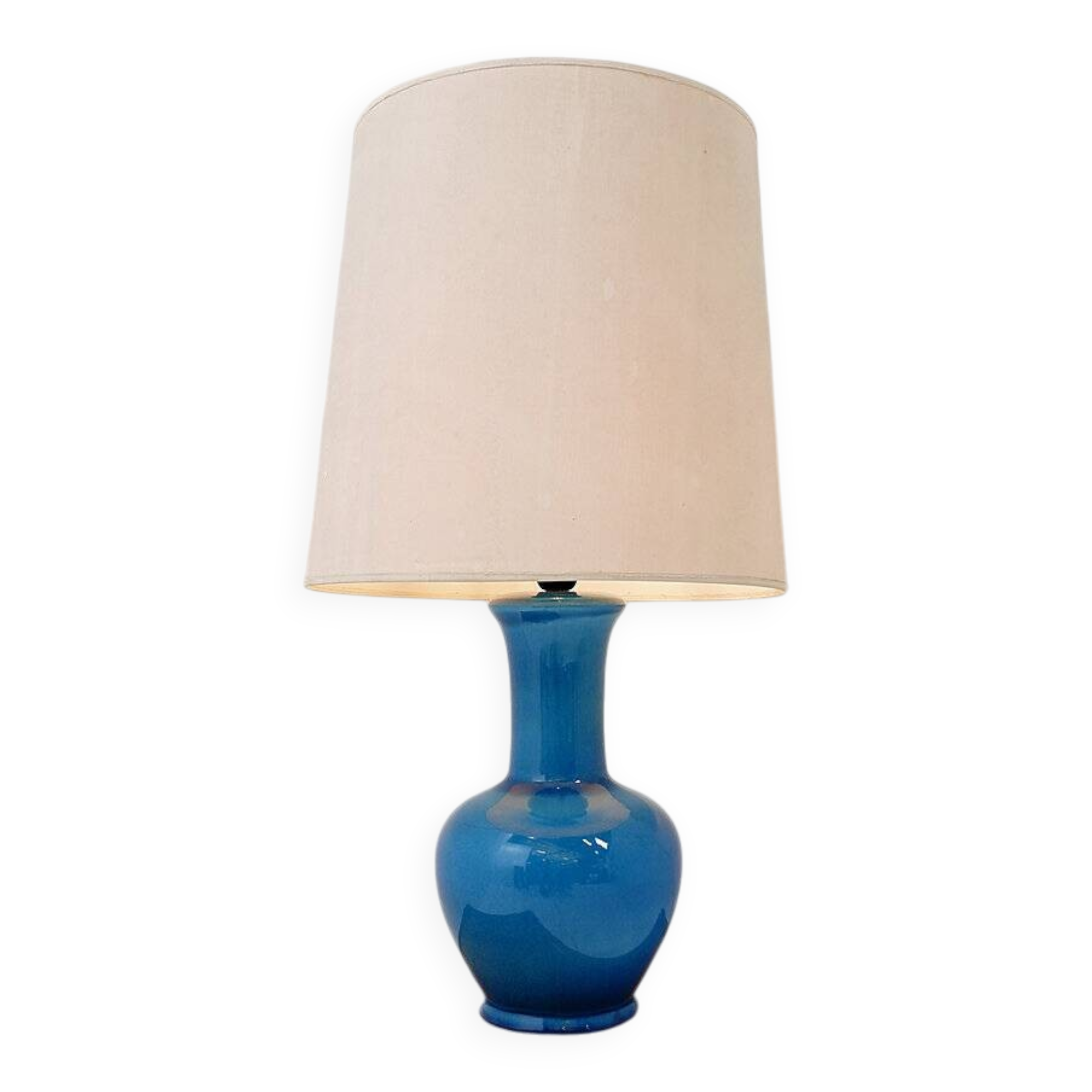 Turquoise ceramic table lamp - 1960s