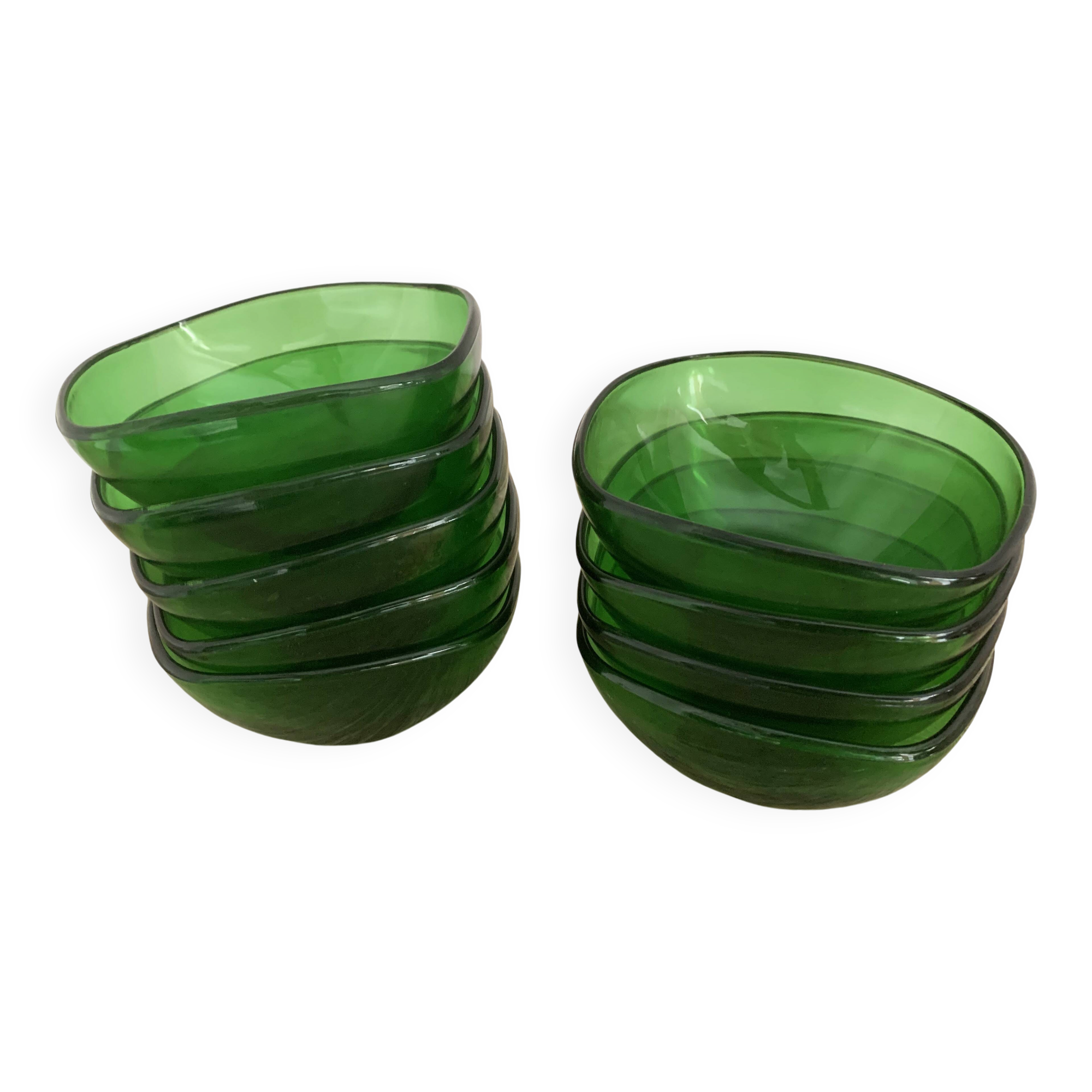 9 glass bowls by Vereco, Mid-Century Modern design
