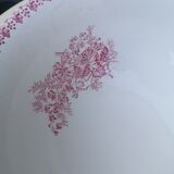 Salad bowl with pink decoration in iron earth