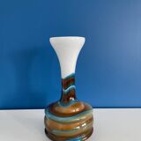 Vintage blue and brown opaline vase