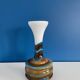 Vase opaline bleu et marron vintage